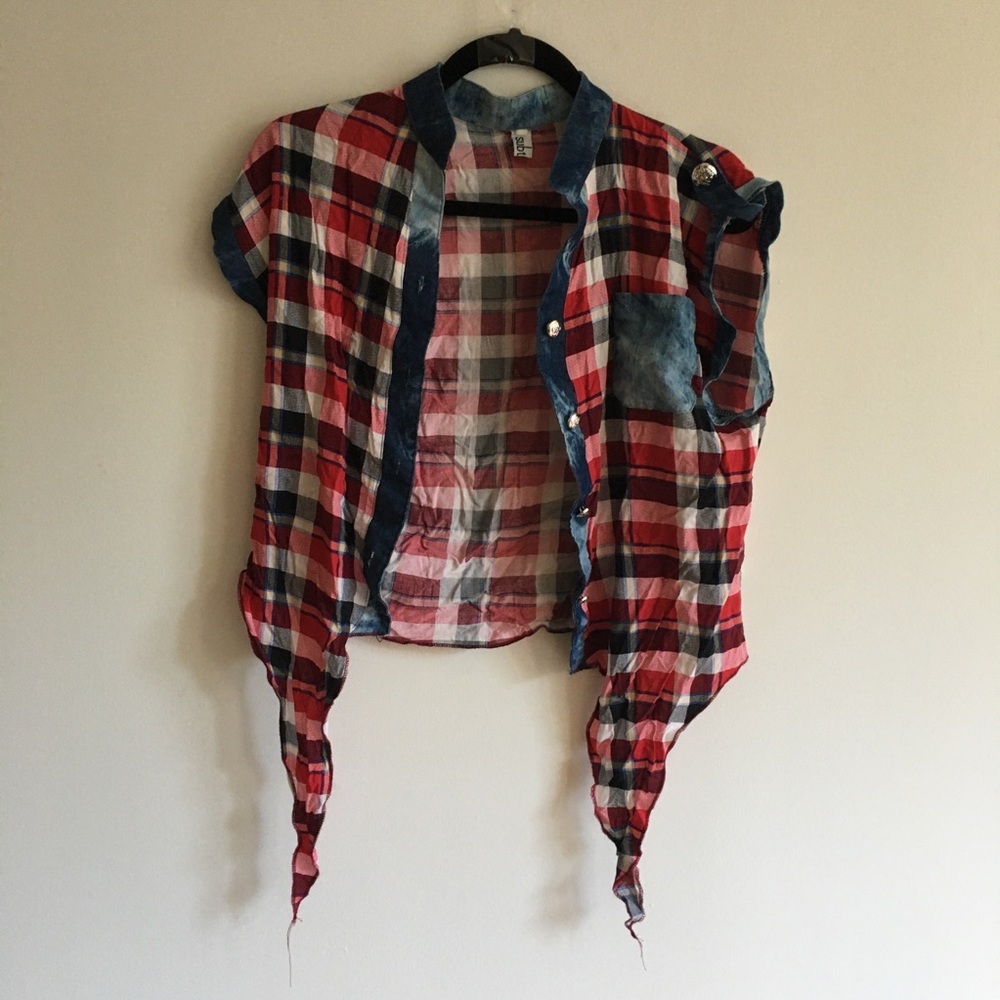 Red, Blue & White Plaid Top
